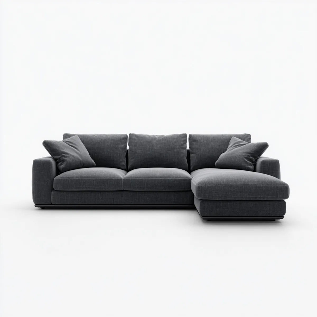 Sofa, Kanapa narożna z ciemnoszarym prawym szewcem z poliestru 280 x 165 x 85 cm L