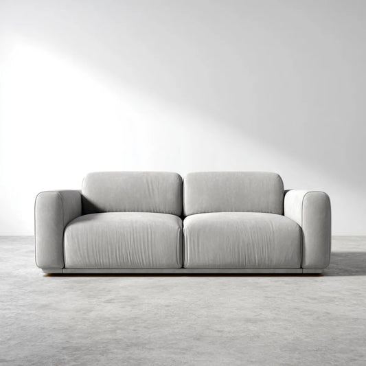 Sofa, 2-fotela fotelik jasny szary 220 x 95 x 75 cm poliester prostokątna
