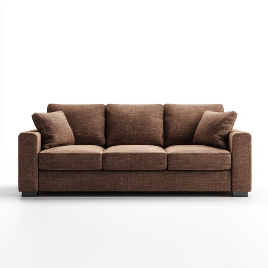 Sofa 3 brązowe poliestrowe fotele prostokątne kształt 220 x 90 x 85 cm